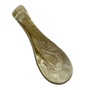 Handcrafted Aloha Tropical Engraved Ceramic Pottery Eclectic Spoon Rest
